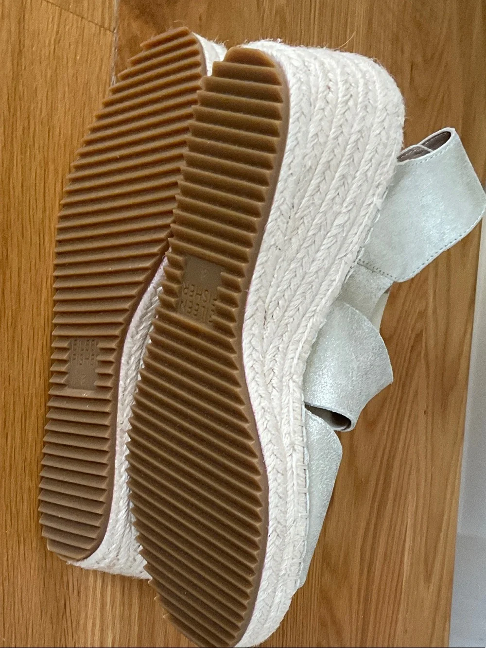 Eileen Fisher Metallic Cream Espadrille Sandals